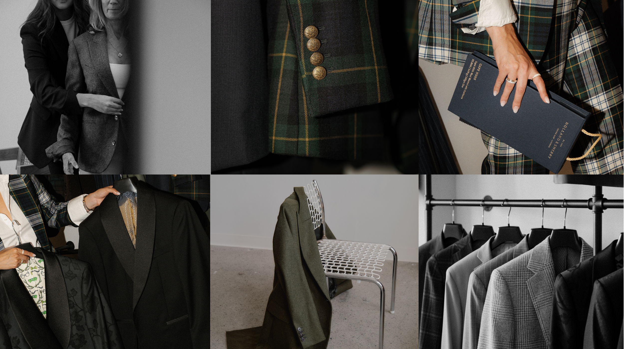 collage of made-to-measure suits and jackets from Beau Laurier
